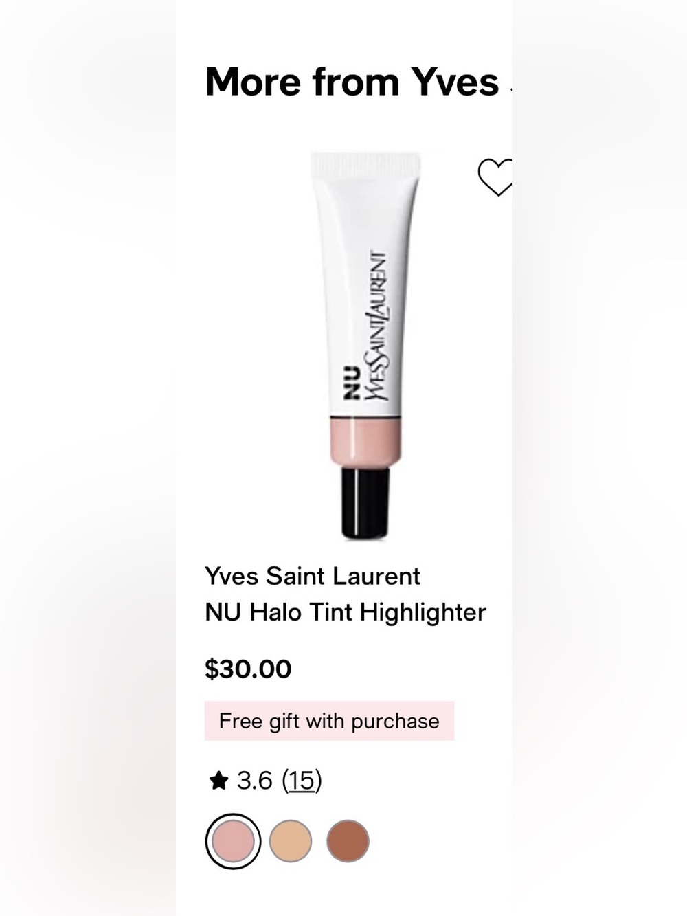 Yves Saint Laurent NU Halo Tint Highlighter in shade nu gold Msrp $30